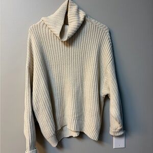 Free People Cream Cowl Neck Sweater